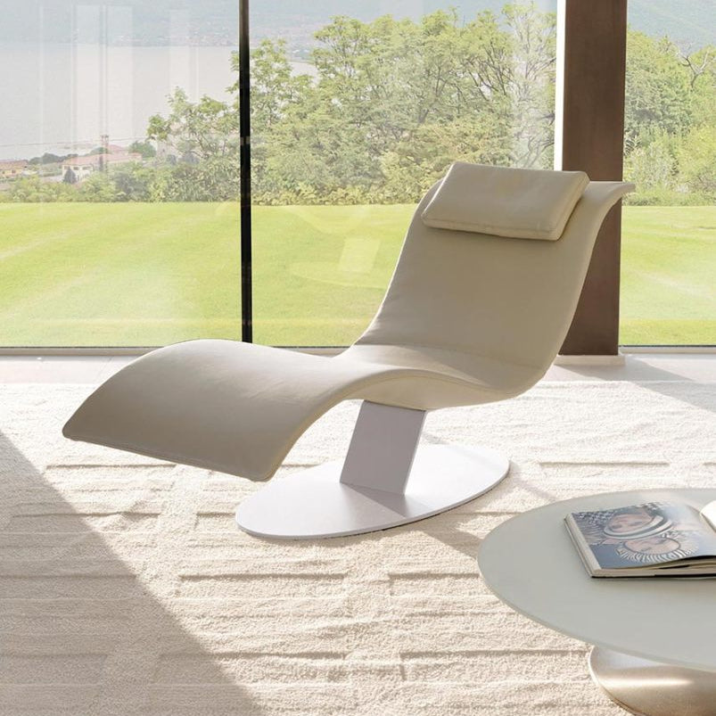 Modern lounge chair in premium italian leather or fabric, made in italy